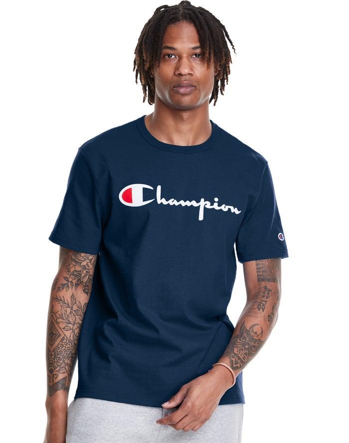 Champion Heritage Vintage Logo Erkek Tişört Mavi ( ECKDWB046 )